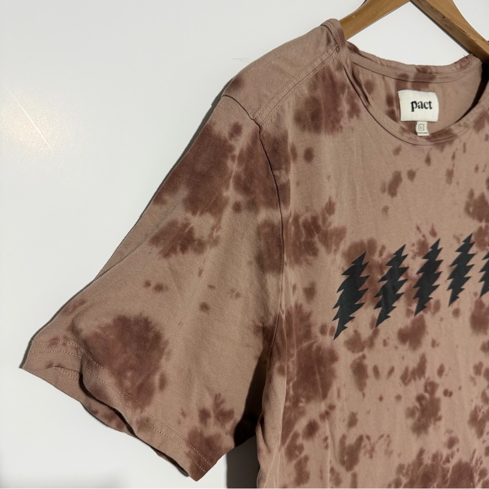 Pact Organic Cotton Grateful Dead Lightning Bolt Tie Dye T-Shirt Brown Large - Picture 6 of 10